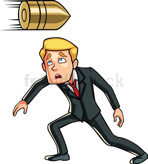 Business Man Dodging A Bullet Cartoon Vector Clipart Friendlystock