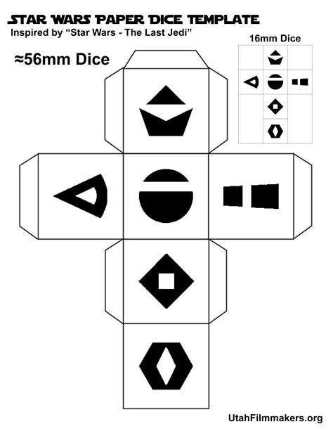 Star Wars Paper Dice Template You Can Make A Large Version About 56mm