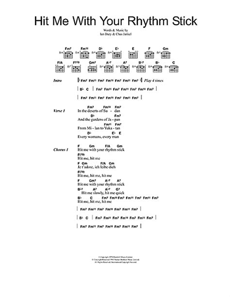 Hit Me With Your Rhythm Stick Sheet Music By Ian Dury And The Blockheads