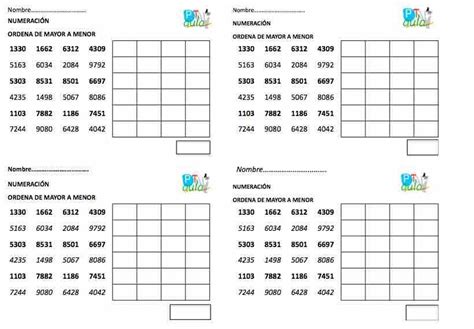 Numeración Archives Aula Pt Fichas De Matematicas Ejercicios