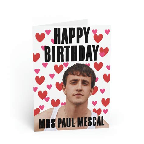 Paul Mescal Funny Aesthetic Blank Birthday Card Etsy