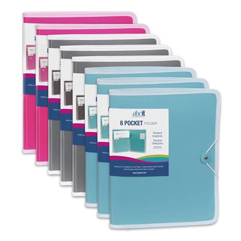 Docit 8 Pocket Folder Multi Pocket Folder 8 Count Assorted