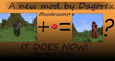 Get the latest in minecraft animals. (1.1) Mooshroom+ - turn those cows into mooshrooms ...