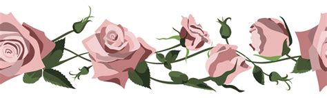 Vector Floral Background With Pink Roses Buds And Leaves Border