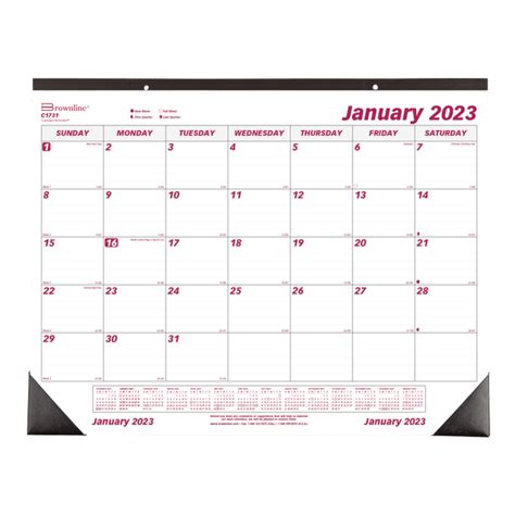 Brownline® Monthly Desk Calendar 22 X 17 Burgundywhite January To