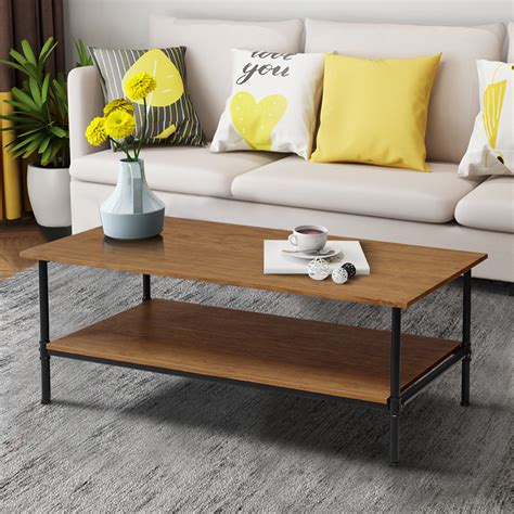 Home coffee tables in high gloss and glass. Gymax Rectangle Coffee Table Metal Frame Accent Cocktail ...