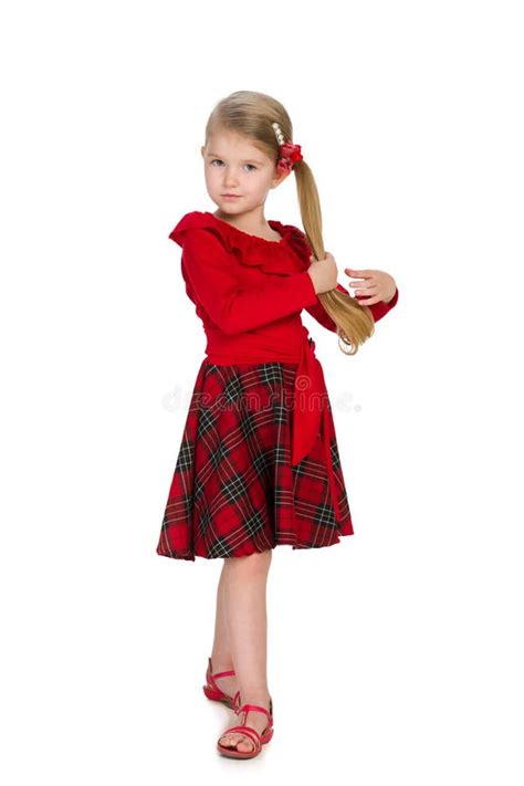 Pretty Little Girl In A Red Dress Stock Image Image Of Isolated