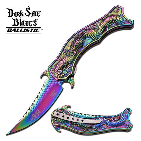 8 Rainbow Dragon Spring Assisted Folding Knife Blade Pocket Open