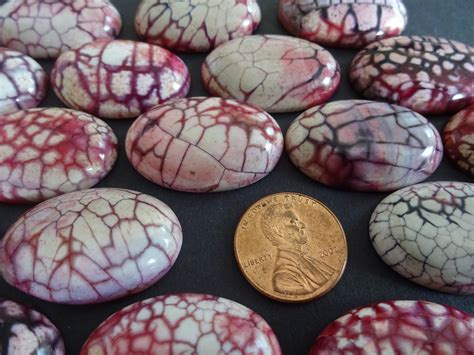30x20x7mm Plum Natural Fire Agate Gemstone Cabochon Dyed Oval