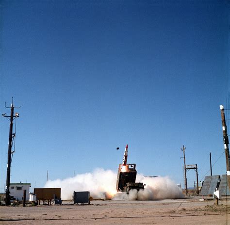 An Army Tactical Missile System Tacms Missile Is Launched From A Multiple Launch Rocket System