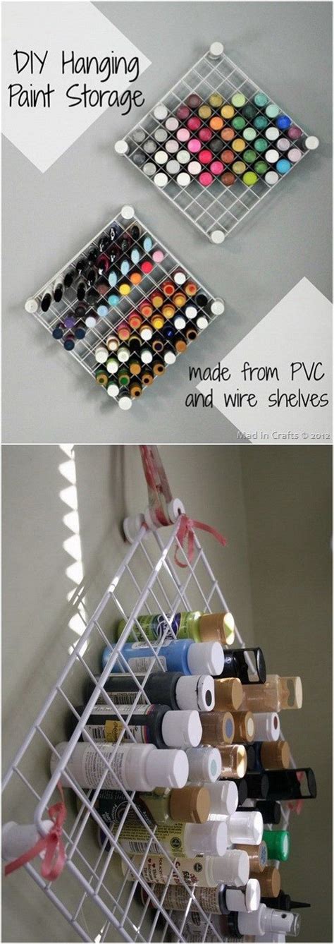 Diy Pvc And Wire Shelf Hanging Paint Storage Make This Clever Storage