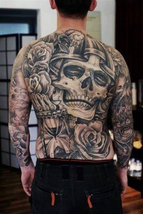 Black And Grey Skull Back Piece Tattoo A Different Kind Of Art