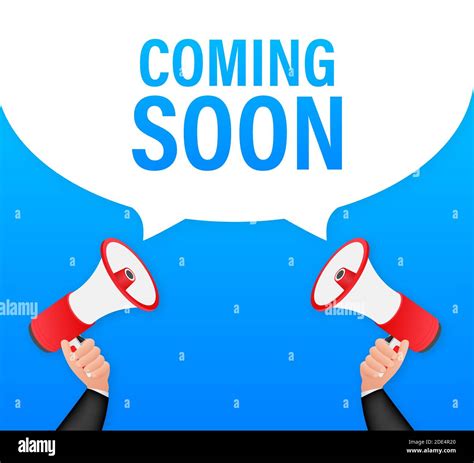 Megaphone Label With Coming Soon Megaphone Banner Web Design Vector