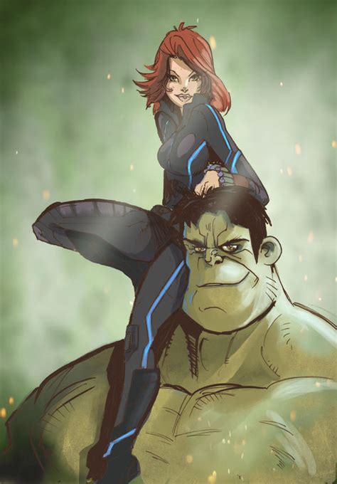 Hulk And Black Widow By Gaberoseart On Deviantart