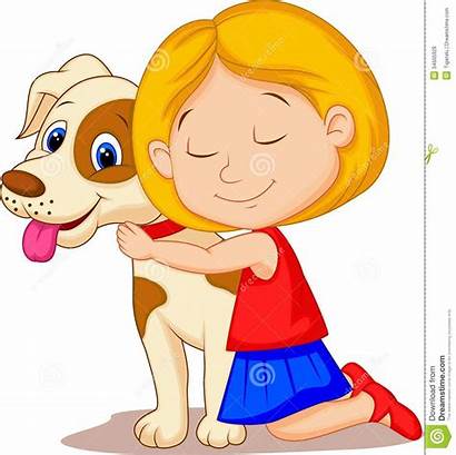 Dog Cartoon Hugging Pet Illustration Passion Lovely