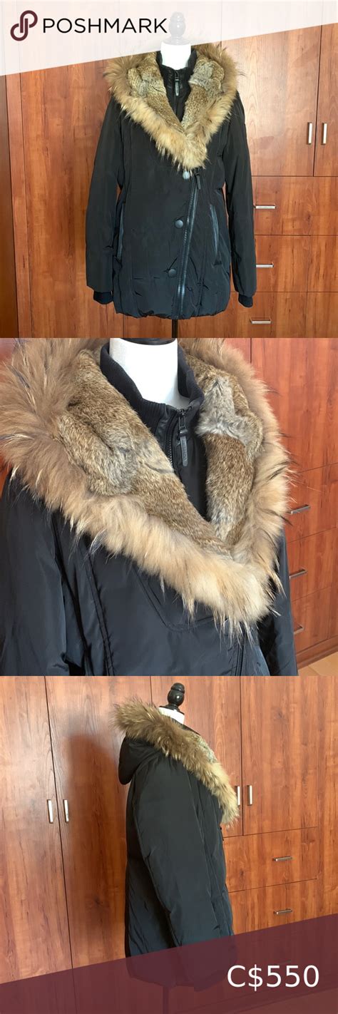 Authentic Rudsak Atelier Noir Natural Fur Trim Down Filled Coat Jacket