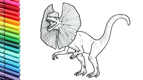 New dinosaur coloring page 35 with additional line drawings with. Drawing and Coloring Dilophosaure From Jurassic Park ...