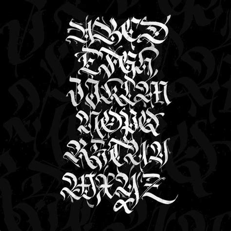 Gothic Alphabet Calligraphy In 2020 Gothic Alphabet Tattoo