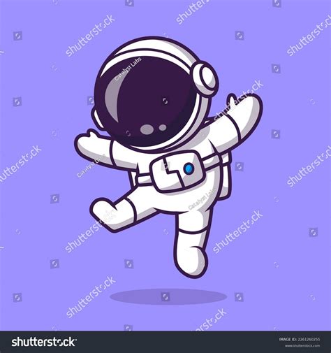 Cute Happy Astronaut Jumping Cartoon Vector Stock Vector Royalty Free