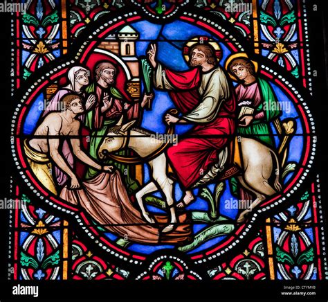 Jesus Enters Jerusalem On A Donkey On Palm Sunday This Window Was