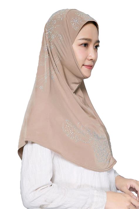 Hijab Amira One Piece Islamic Rhinestone Scarf Muslim Women Headscarf Shawl Wrap Ebay