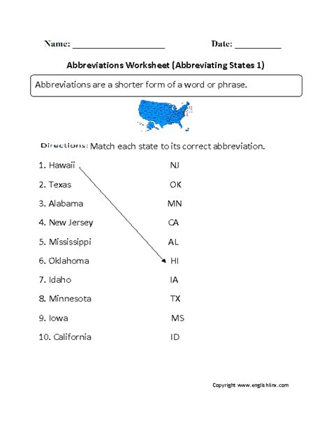 8 Best Images Of State Abbreviations And Names Worksheet State