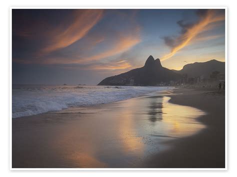 Ipanema Beach Sunset In Rio De Janeiro Brazil Print By Alex Saberi