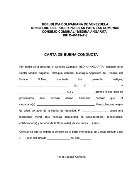 Carta De Residencia Consejo Comunal Formato Modelo Ejemplo Carta De Vrogue
