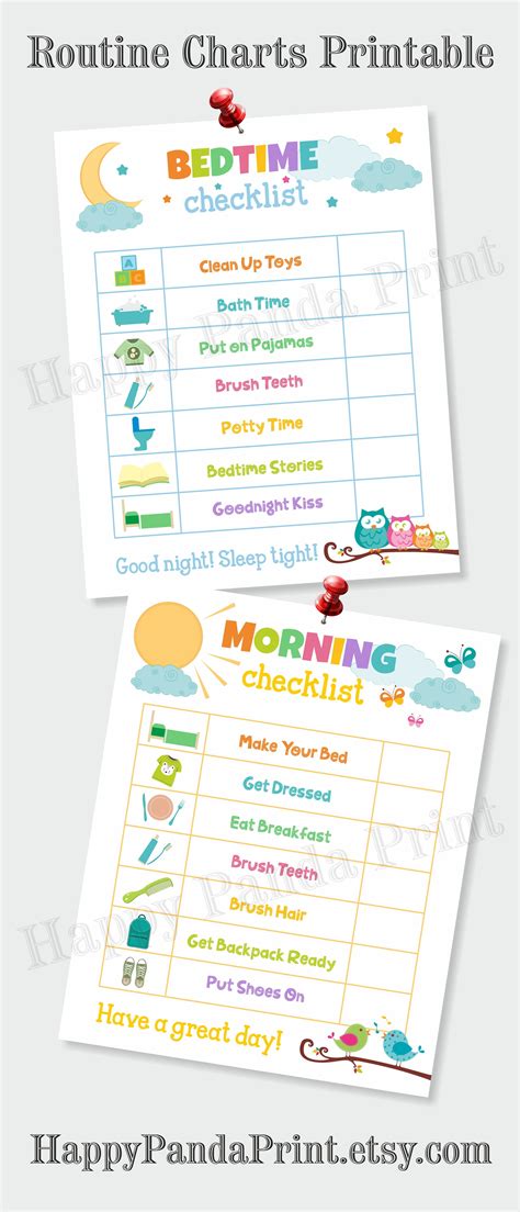 Morning And Bedtime Checklist Printable Morning Routine Etsy