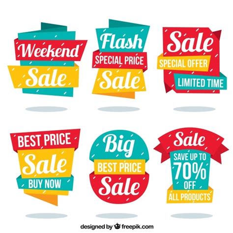 Free Vector Pack Of Sale Stickers In Flat Design