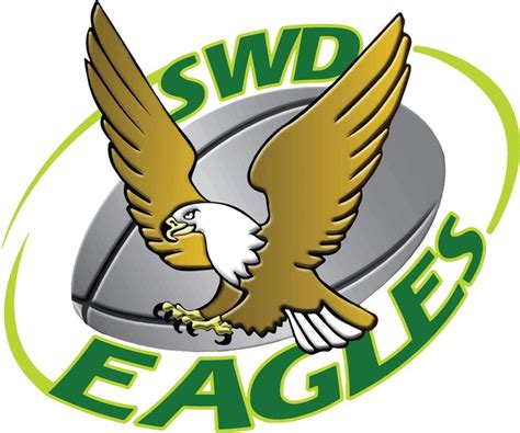 The Swd Eagles Logo With An Eagle On Its Back And Green Lettering