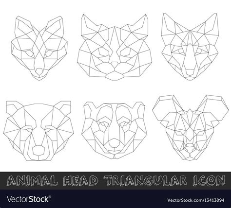 Animal Head Triangular Icon Geometric Line Design Vector Image On