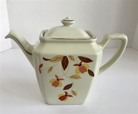 Vintage Hall Jewel Tea Autumn Leaf 6 Cup Teapot Tea Pots Vintage Tea