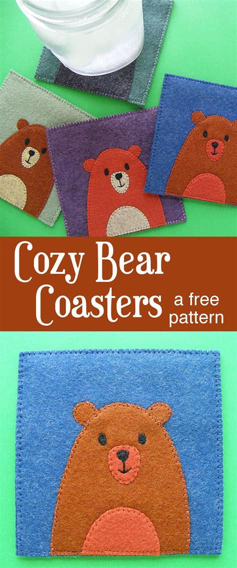 Felt Craft Free Bear Coasters Pattern Felt Crafts Felt Crafts