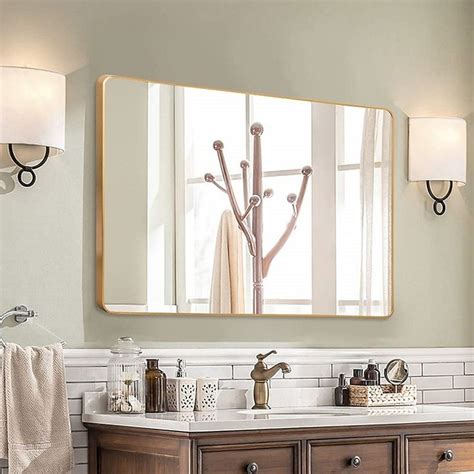 38 Inch X 26 Inch Neutype Rectangular Mirror In Gold Bed Bath And Beyond Bathroom Vanity