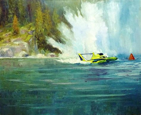 Lake Coeur D Alene Hydroplane Painting By Tom Siebert Fine Art America