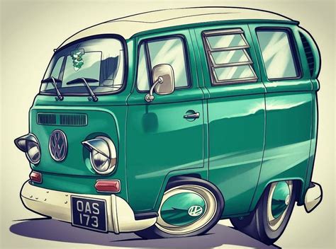 VW Vw Bus Volkswagen Bus Art Vw Kombi Van Vw Camper Car Art Art