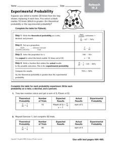 A set of three worksheets focusing on intermediate skills on probability word problems. Experimental Probability: Reteach Worksheet for 6th - 7th ...