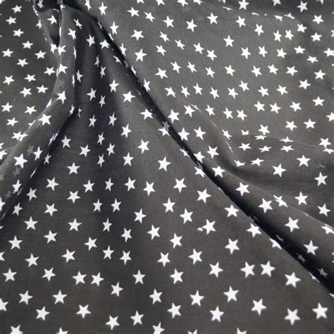 Black On White Stars Polycotton Fabric Dressmaking Material Crafts 7mm