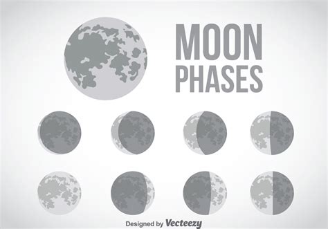 Moon Phase Gray Icons Vector 108287 Vector Art At Vecteezy