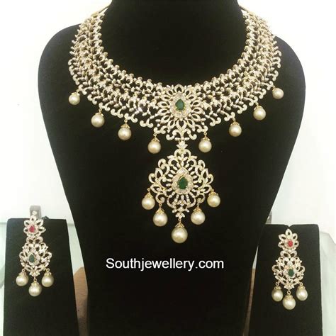 Beautiful Diamond Necklace Set Indian Jewellery Designs