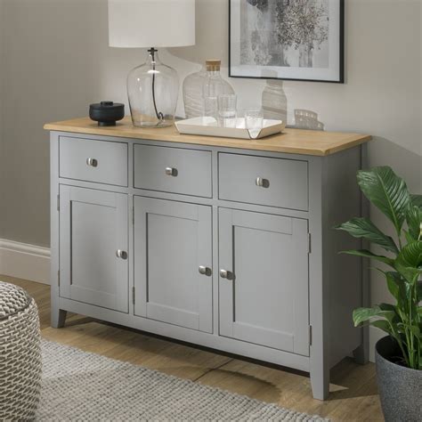 Beneath the drawers are 1 large double. Oak City - Nebraska Oak Dark Grey 3 Door 3 Drawer ...