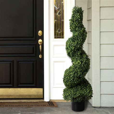 Artificial Boxwood Spiral Tree Over 4 Ft Tall Faux Plant Topiary Indoor