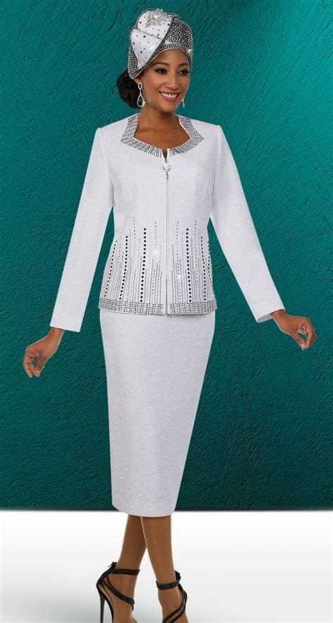 Ben Marc Knit 48125 White Church Suits For Less Women Church Suits