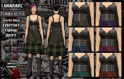 Punk Rock Chick Skater Dress Sims 4 Female Clothes