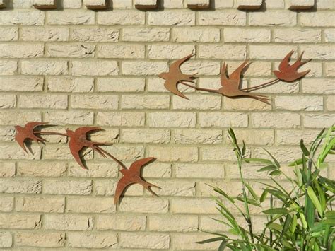 Swallow Wall Art Rusty Metal Swallows Sculpture Flock Of Etsy Uk