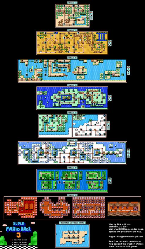 Super Mario Brothers 3 Overworld Map Selection Labeled Maps Mario