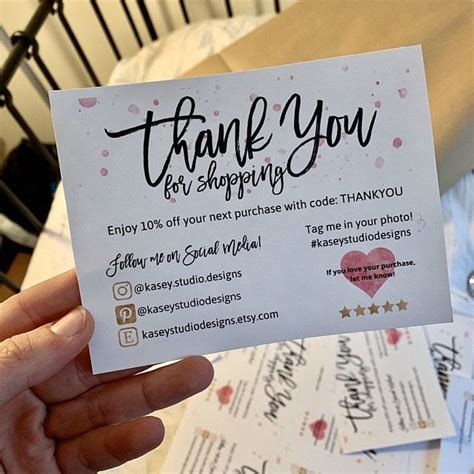 Diy Instant Download Printable Thank You Card For Small Business