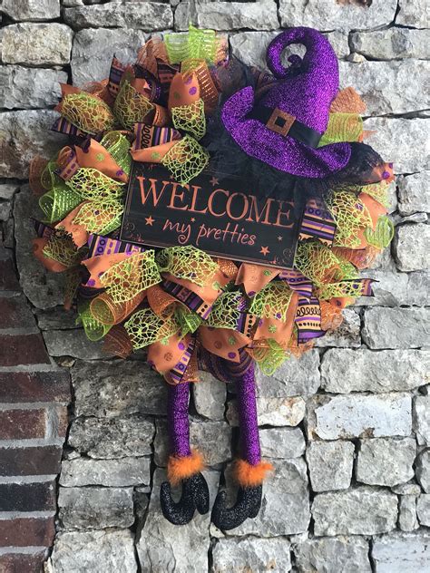 Large Witch Wreath Halloween Wreath Front Door Wreath Etsy
