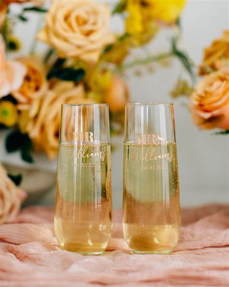 Personalized Couples Stemless Champagne Glasses Set Of Two Etsy